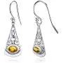 Purple Amethyst, Yellow Citrine, Green Emerald, Red Ruby, Brown Smoky Quartz 1.24 Ct Oval 925 Sterling Silver Dangle Earrings Christmas Gifts For Women By Orchid Jewelry