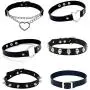 6-8 Pcs Punk PU Black Leather Choker Necklace Set Gothic Vintage Fancy Dress O-Ring Charm Heart Rock Rivets Spiked Adjustable Collar for Halloween Costume Party Accessory 6-8 Pcs Punk PU Black Leather Choker Necklace Set Gothic Vintage Fancy Dress O-Ring Charm Heart Rock Rivets Spiked Adjustable Collar for Halloween Costume Party Accessory