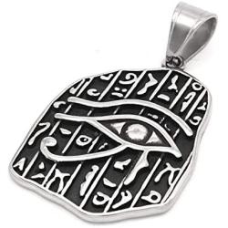 Gungneer Eye of Ra Necklace Pendant Stainless Steel Keel Chain Symbol of Protection Ancient Egypt Jewelry Gift