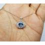 Mystic Jewels - 925 Sterling Silver Glass Evil Eye Drop Shape Filigree Pendant with Silver Chain (Eye Shape)