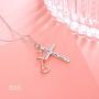 S925 Sterling Silver Faith Hope Love Cross Heartbeat Heart Pendant Necklace Christian Jewelry Gifts for Women Teen Girls