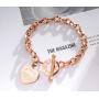 JUPPE 14K Rose Gold Titanium Steel Engraved Bracelet Personalized Bangle Gift for Women Girls