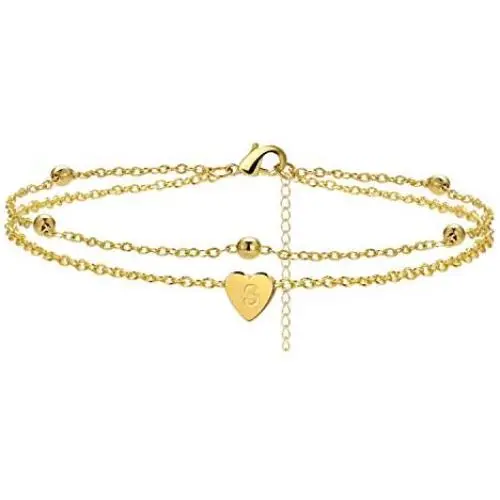 Initial Anklet Bracelets for Women Dainty Layered Beads Heart Letter Gold Ankle Bracelets for Teen Girls Foot Ankle Jewelry (S) Initial Anklet Bracelets for Women Dainty Layered Beads Heart Letter Gold Ankle Bracelets for Teen Girls Foot Ankle Jewelry (S)