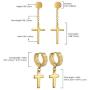 Aroncent 6 Pairs Stainless Steel Cross Dangle Huggie Hinged Hoop Earrings,Piercing Christmas Cross Huggie Stud Earrings Gift for Men Women Wedding Valentines Day