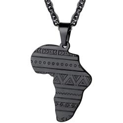 PROSTEEL Stainless Steel Africa Map Necklace for Men Women, 18K Gold/Rose Gold/Black Plated, Customize Available, 22''-24'' Adjustable, Come Gift Box