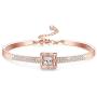 Sllaiss Rose Gold Swarovski Crystal Bangle Bracelet for Women Square Cuff Bracelet with Adjustable Chain Jewelry for Birthday Anniversary
