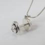 FashionJunkie4Life Sterling Silver Dumbbell Weight Pendant Necklace, 18'' Snake Chain