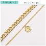 FAMARINE Gold Choker Layered Necklace for Women 4MM, Fashion Geometric Pandent 2 Layered Necklaces for Teen Girls Gift, 18K Gold Plated