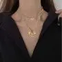 Double Butterfly Pendant Necklace, Bohemian Metal Layered Necklace, Cute Animal Butterfly Clavicle Chain for Women Girl