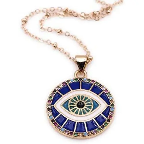 Mava Art Enamel Evil Eye Pendant Necklace for Women 18K Gold Plated Chain Novelty Jewelry Mava Art Enamel Evil Eye Pendant Necklace for Women 18K Gold Plated Chain Novelty Jewelry