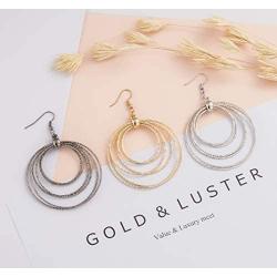 Fashion Costume Jewelry Dangle Drop Circle Hoop Earrings Set For Women Teen Silver Gold Black Tone