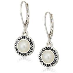 Napier Womens Pierced Earrings Pearl Drop Leverback, Silver/White Pearl