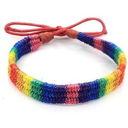 yfstyle LGBTQ Pride Bracelet for Gay & Lesbian Rainbow LGBT Pride Adjustable Handmade Braided Bracelet Gift for Her