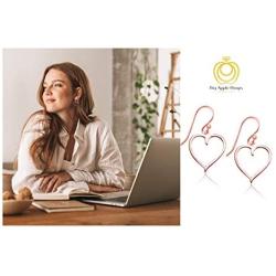 Big Apple Hoops - High Polished Genuine 925 Sterling Silver Lovely Heart Drop Dangle Earrings in 3 Color Rose, Silver or Gold Ideal Gifts for Women, Teens, Men