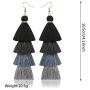 2 pairs Bohemian Fringe Long Gradient Multilayer Drop Earrings Women Fashion Jewelry Dangle Silk Fabric Ethnic tassel earrings