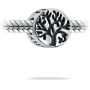 Round Family Circle Wishing Tree Of Life Bead Charm For Women Teen CZ Accent Oxidized .925 Sterling Silver Fits European Bracelet