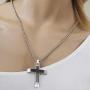 Mens Stainless Steel Natural Diamond Accent Cross Pendant (0.03 carats, H-I I3)