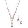 Mariell Sparkling Blush Rose Gold Crystal Rhinestone Necklace Earrings Set for Prom, Bridesmaid & Brides