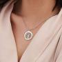 MyNameNecklace Engraved Circle Family Tree Necklace with Clear CZ Stones-Personalized V-Day Jewelry Sterling Silver 925