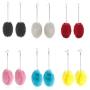 6Pairs Colorful Faux Fur Round Ball Plush Pom Pom Drop Dangle Big Earrings Lovely Cute Long Tassel Statement Fluffy Earrings for Women Girl Girlfriend Christmas Valentines Jewelry Gift