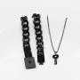 Uloveido Titanium Steel Key Pendant Necklace and Square Lock Bangle Bracelet Set for Couples Valetines Gifts Uloveido Titanium Steel Key Pendant Necklace and Square Lock Bangle Bracelet Set for Couples Valetines Gifts