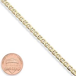 Miabella 18K Gold Over Sterling Silver Italian 3mm, 4mm Solid Diamond-Cut Mariner Link Chain Bracelet for Men Women, 6.5, 7, 7.5, 8 Inch Made in Italy