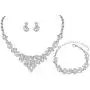 mecresh Clustered Crystal Rhinestone Flower Bridal Necklace Teardrop Dangle Earrings Jewelry Sets for Women Gift