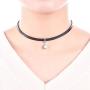 2 Pcs Black Leather Choker Necklace Black Moon Star Choker Pearl Cubic Zircon Dangle Clavicle Chain Necklace Elegant Necklace Jewelry Gift