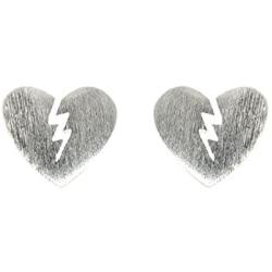 Paialco Broken Heart Stud Earrings 925 Sterling Silver Post Back Ear Studs
