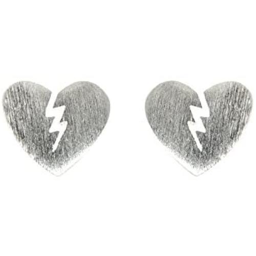 Paialco Broken Heart Stud Earrings 925 Sterling Silver Post Back Ear Studs