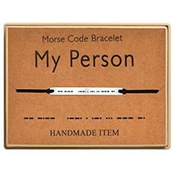 SANNYRA Morse Code Bracelet Bar on Silk Cord Friendship Bracelet Gift for Her