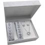 Silver Heart Jewelry Gift Set (2 Bracelets, Necklace & Earrings) for Her Women Girls Wife Ladies Birthday