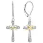 YL Cross Earrings 925 Sterling Silver Infinity Leverback Earrings Cross Dangle Drop Religious Jewelry Christian Baptism Gift