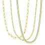 Florideco 3 Pcs Gold Plated Figaro Chain Necklace Stainless Steel Paperclip Link Chain Necklace for Women Men Dainty Flat Herringbone Chain 4mm Wide 16-24 Inch