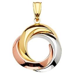Wellingsale 14k 3 Tri Color White Yellow and Rose Gold 3Round Infinity Pendant (Size : 26 x 20 mm)