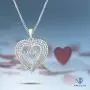 JEWELEXCESS Sterling Silver (.925) Heart Necklace with White Diamond Accent | Jewelry Pendant Necklaces for Women with Round White Diamonds & 18 inch Rope Chain with Spring Clasp