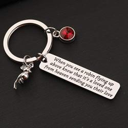 AKTAP Memorial Keychains for Loss of Loved One Cardinal Red Bird Jewelry When You See a Robin Flying Above Know That It’s a Loved One from Heaven Sending You Their Love