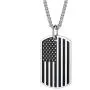 Mens Military Tag Necklace Stainless Steel Vintage Black Enamel Star US America Flag Dog Tag Pendant Necklaces with Chain 22 Inch
