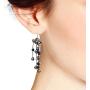 Striking Waterfall Cultured Freshwater Black Pearl .925 Sterling Silver Dangle Earrings