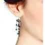 Striking Waterfall Cultured Freshwater Black Pearl .925 Sterling Silver Dangle Earrings Striking Waterfall Cultured Freshwater Black Pearl .925 Sterling Silver Dangle Earrings