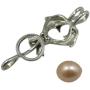Pearlina Dolphins Necklace Cultured Pearl Oyster Set Silver-tone Plated Cage w/Stainless Steel Chain 18''