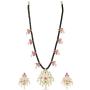 Tarinika Mabel Gold-Plated Indian Jewelry Set with Necklace and Earrings - White Red Green