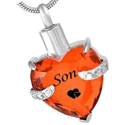 misyou Glass Cremation Jewelry Son Birthstone Pendant Urn Necklace Ashes Holder Keepsake