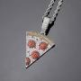 Iced Out Pizza Pendant Necklace Full Paved AAA+ Cubic Zircon Gold Silver Color Hip Hop Jewelry Gift for Men Women