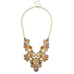 LUX ACCESSORIES Gold Tone Brown Caviar Glitter Fall Holiday Statement Necklace