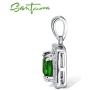 Santuzza Sterling Silver 1 Ct Size Emerald Color CZ Halo Pendants CZ Crystal Stone