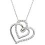 Quality Jewels .30 Carats Diamond Heart Pendant Necklace, 925 Sterling Silver Heart Necklace for Women and Girls, 18'' Adjustable Cable Chain