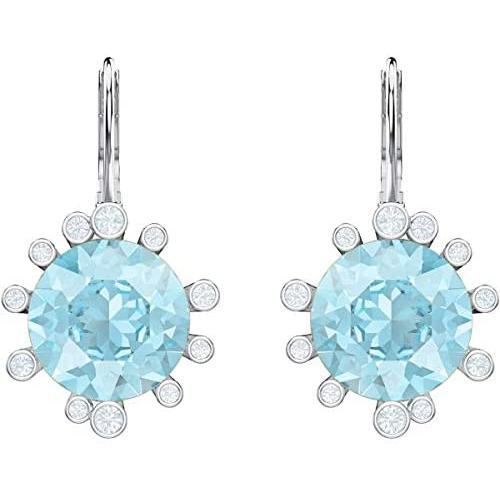Swarovski Crystal Olive Aqua Blue Crystal Earrings