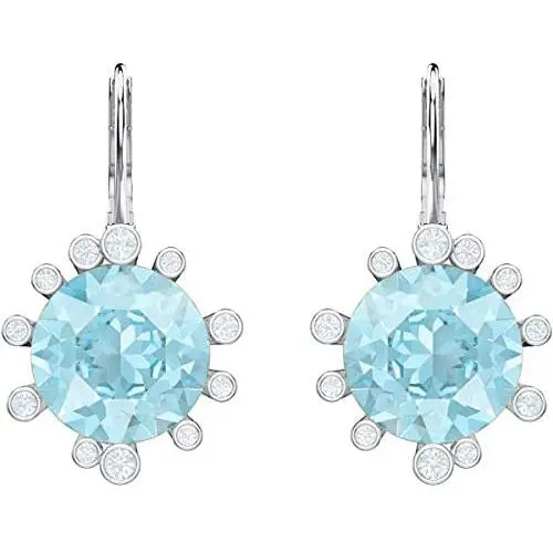 Swarovski Crystal Olive Aqua Blue Crystal Earrings