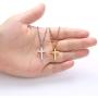 Joxevyia Cross Necklace for Boy 14K Gold Filled Stainless Steel Small Cross Pendant with Cuban Chain Necklace Simple Faith Jewelry for Men Women Girls 16-24 Inches